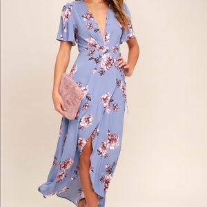Selma Periwinkle Flora Print Wrap Dress- ASTR